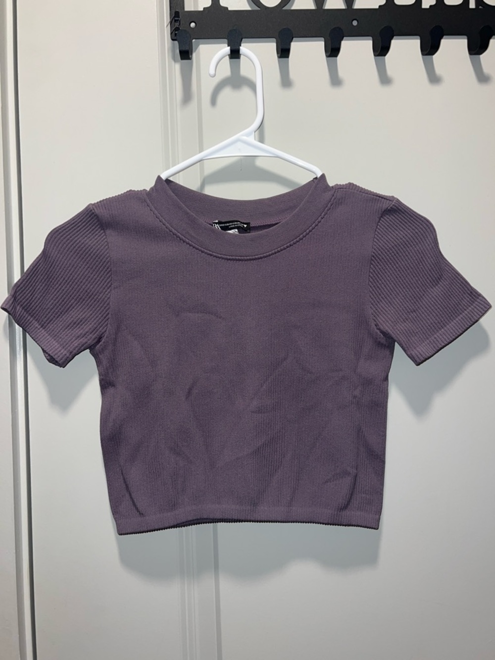 Zara Lavender Ribbed Crop Top